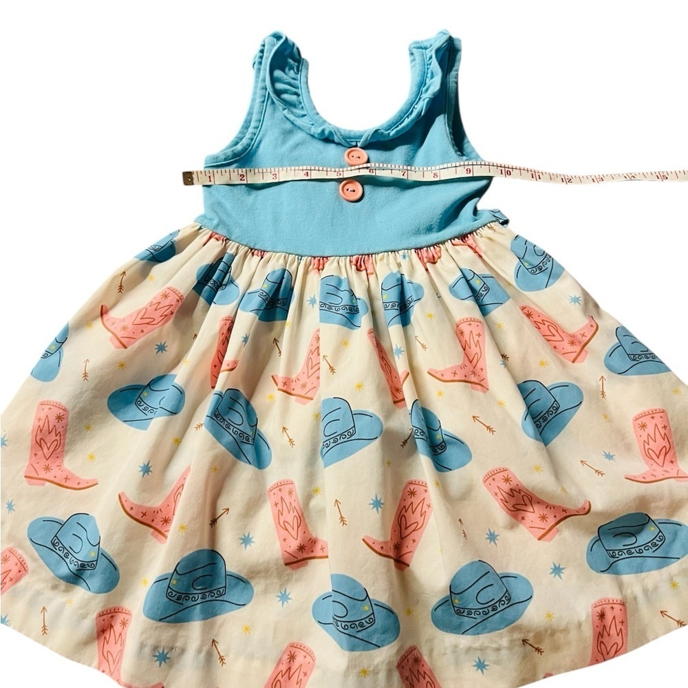 Eleanor Rose Blue, Pink and White Cowgirl Style Sleeveless Dress Size 2 - Picture 4 of 9